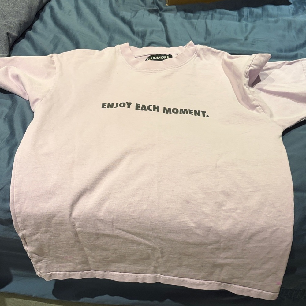 Men's Light Pink Graphic Tee - Enjoy Each Moment